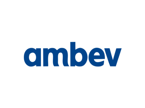 Logo da empresa Ambev - cliente Brindes Gráfica